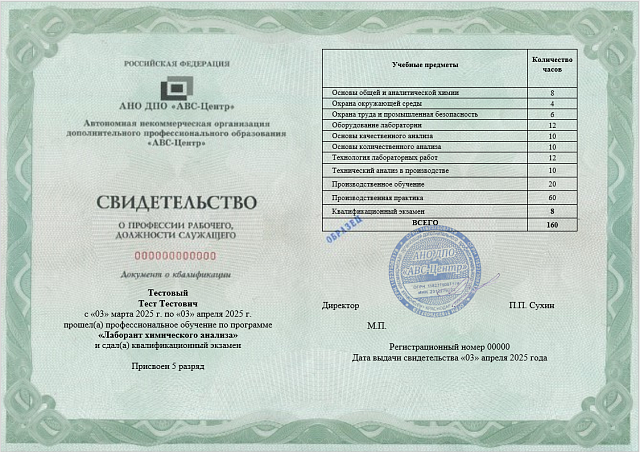 Лаборант химического анализа. Обучение дистанционно